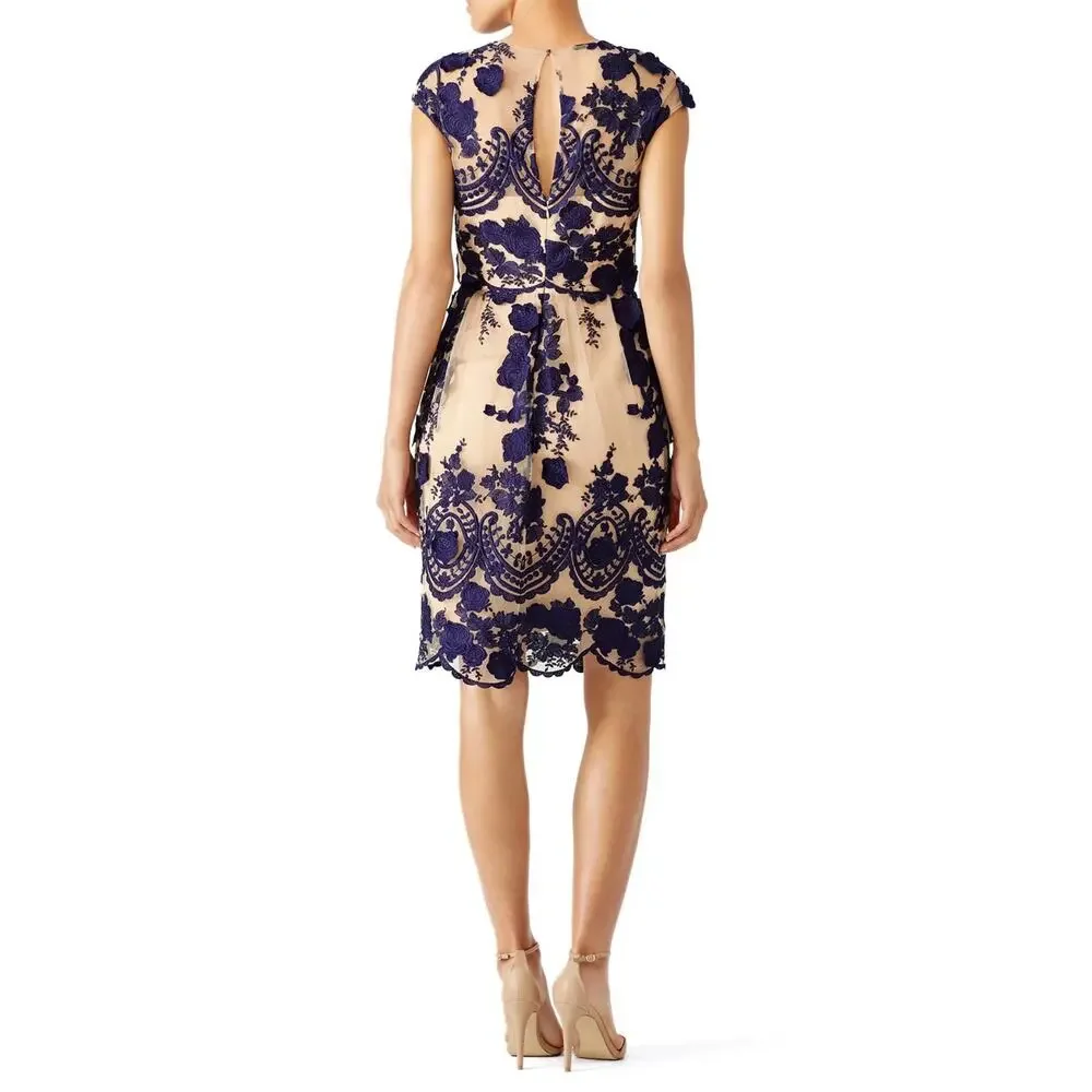 Marchesa Notte Navy Mena Embroidered Tulle Dress 4_2